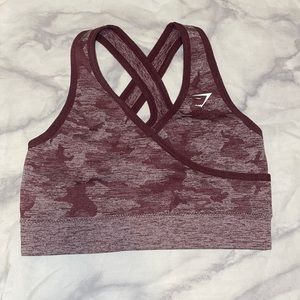 Gymshark Camo Sports Bra - Maroon/Winter Berry